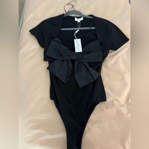 Elegant Black Bow Detail Women's Top